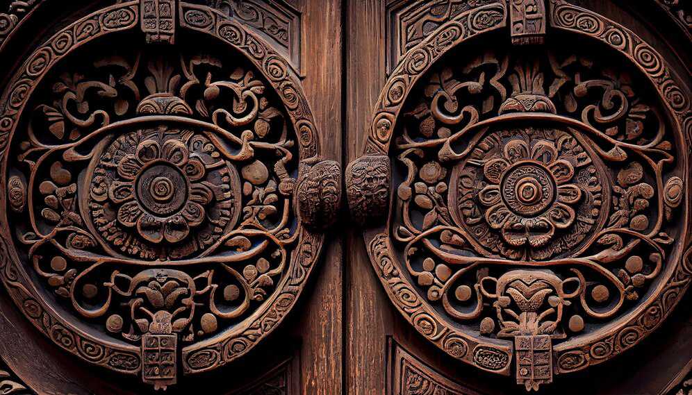 Floral Wooden Door Design