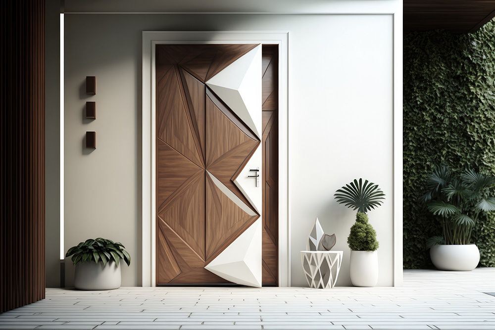 Geometric Wooden Door Design