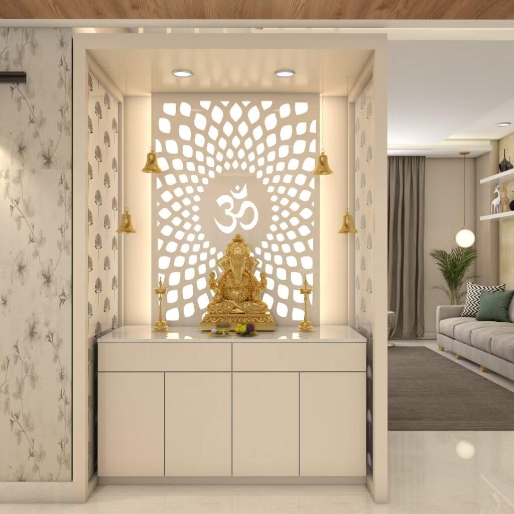 white pooja decor room